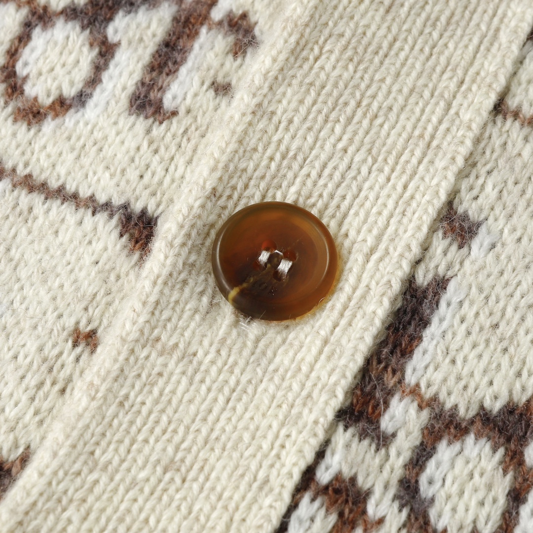 24FW Jacquard Logo Pattern Wool Knit Cardigan