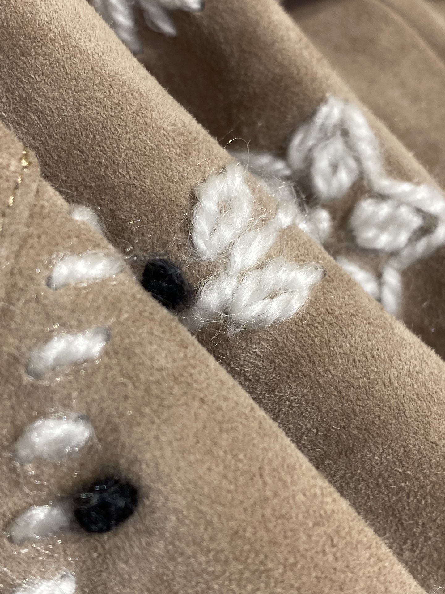 Thick wool 3D embroidered leather jacket