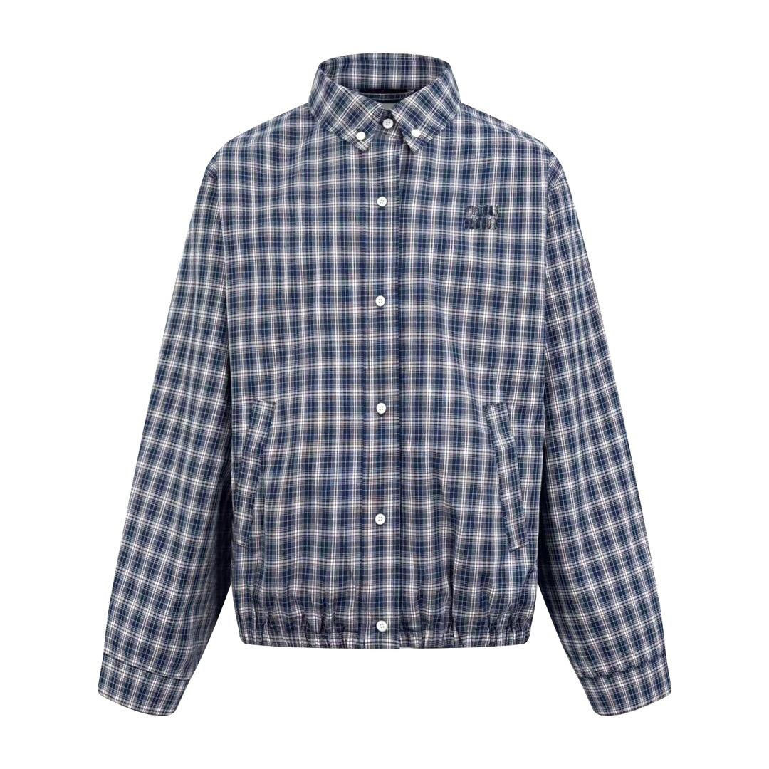 Embroidered check jacket