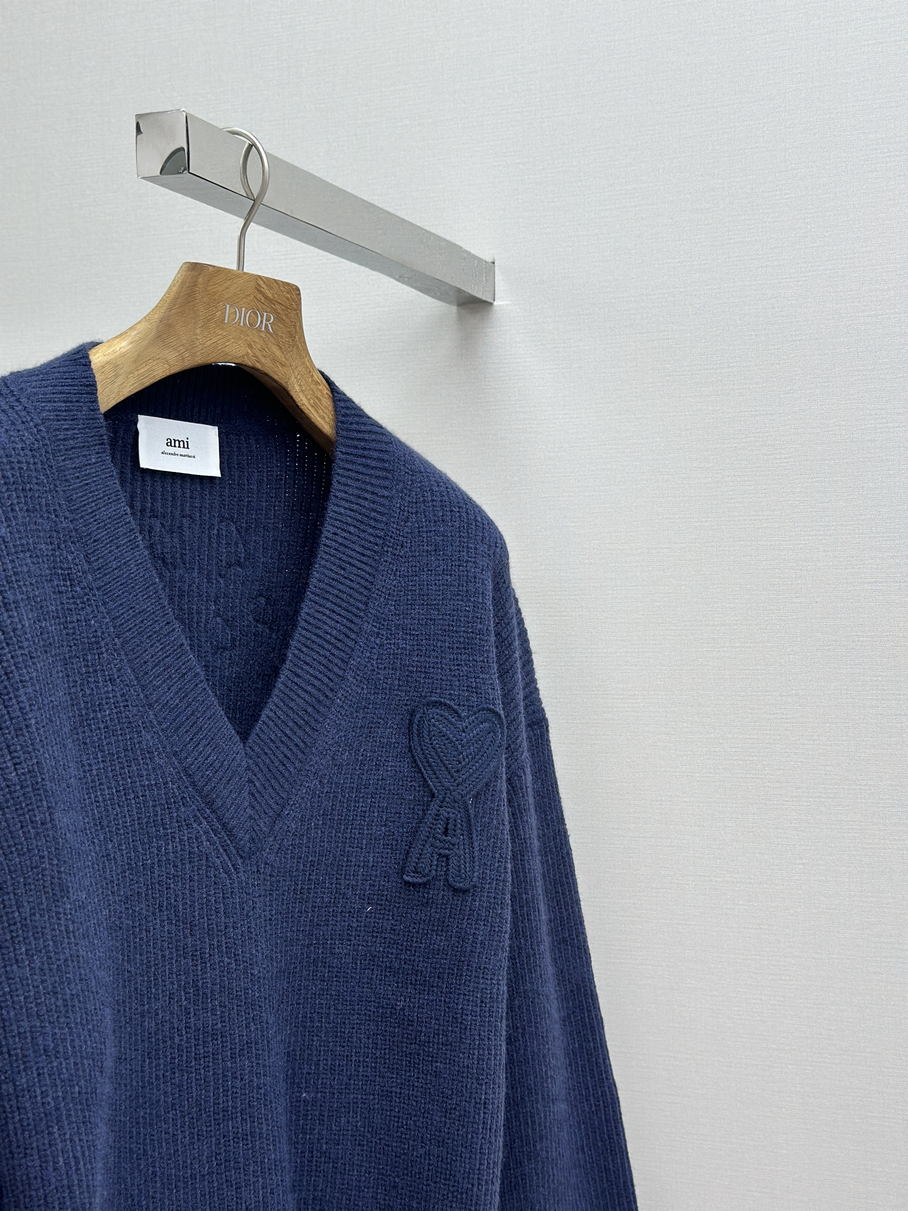 Heart Stripe V-Neck Long Sleeve Sweater