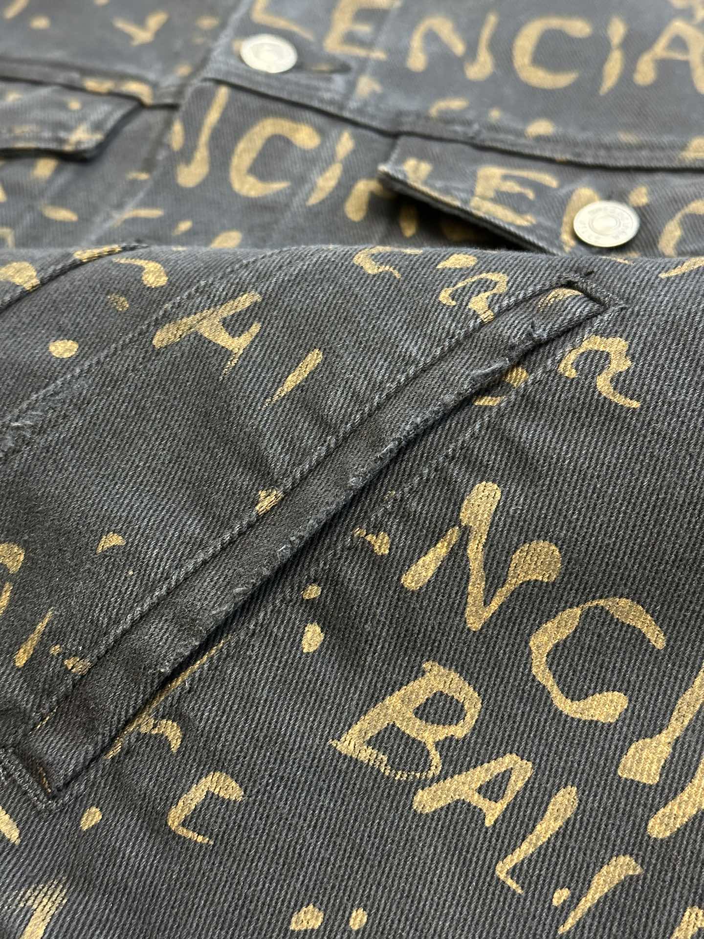 Washed All-Over Print Denim Jacket