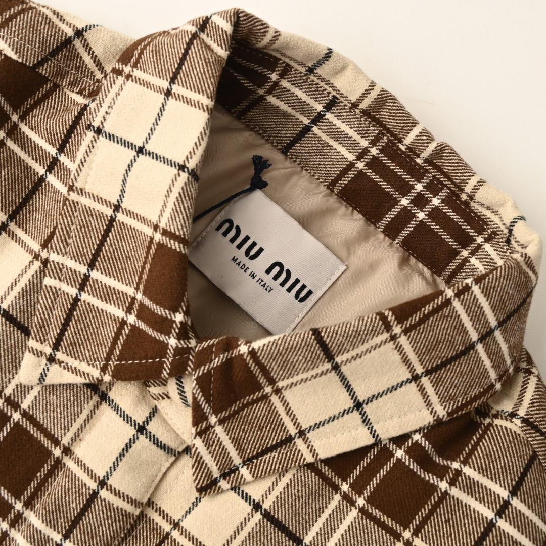 MiuMiu check appliqué down jacket