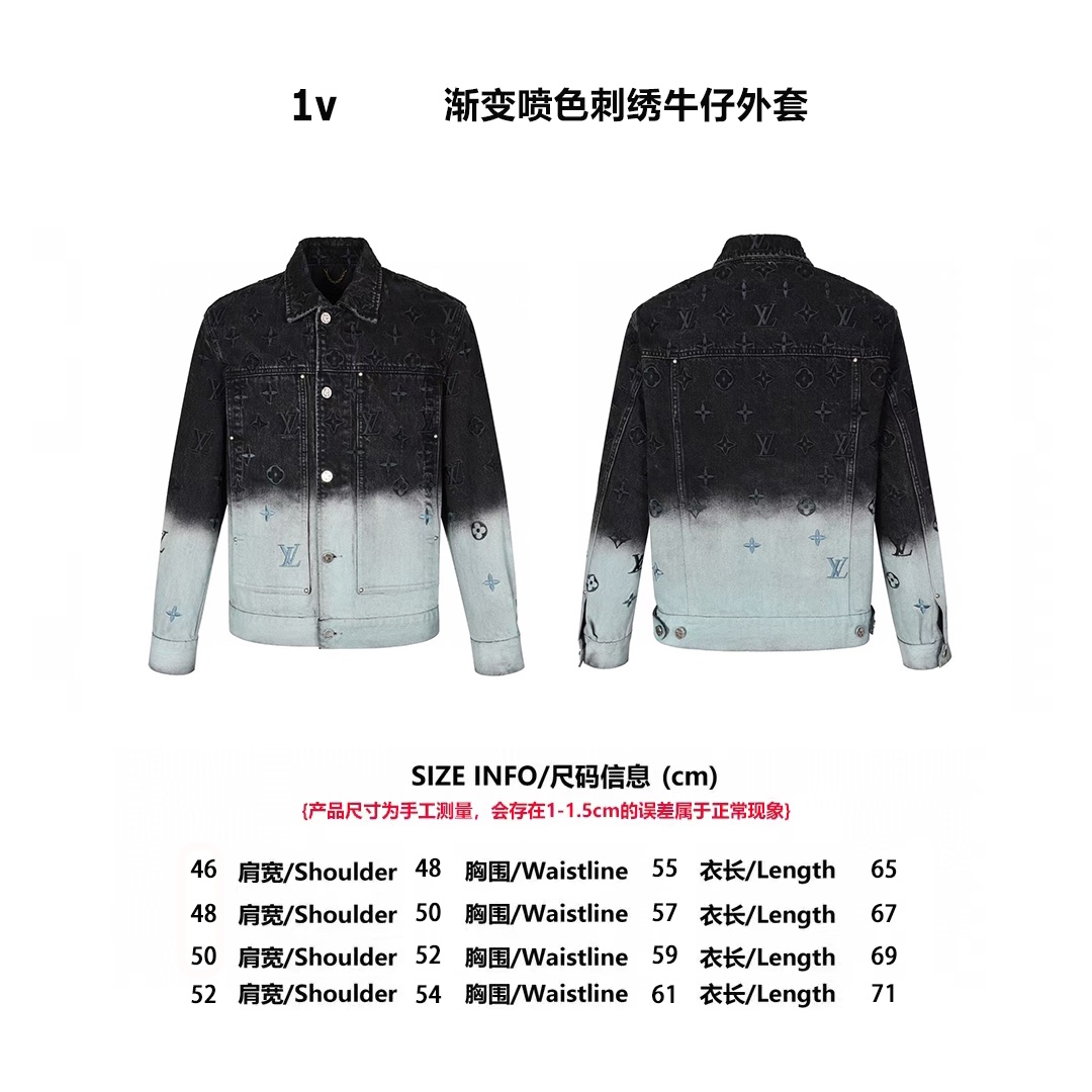 24FW Gradient Spray Embroidery Denim Jacket