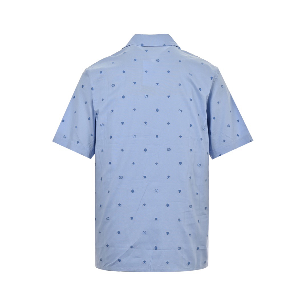 Short-sleeved shirt with jacquard small logo