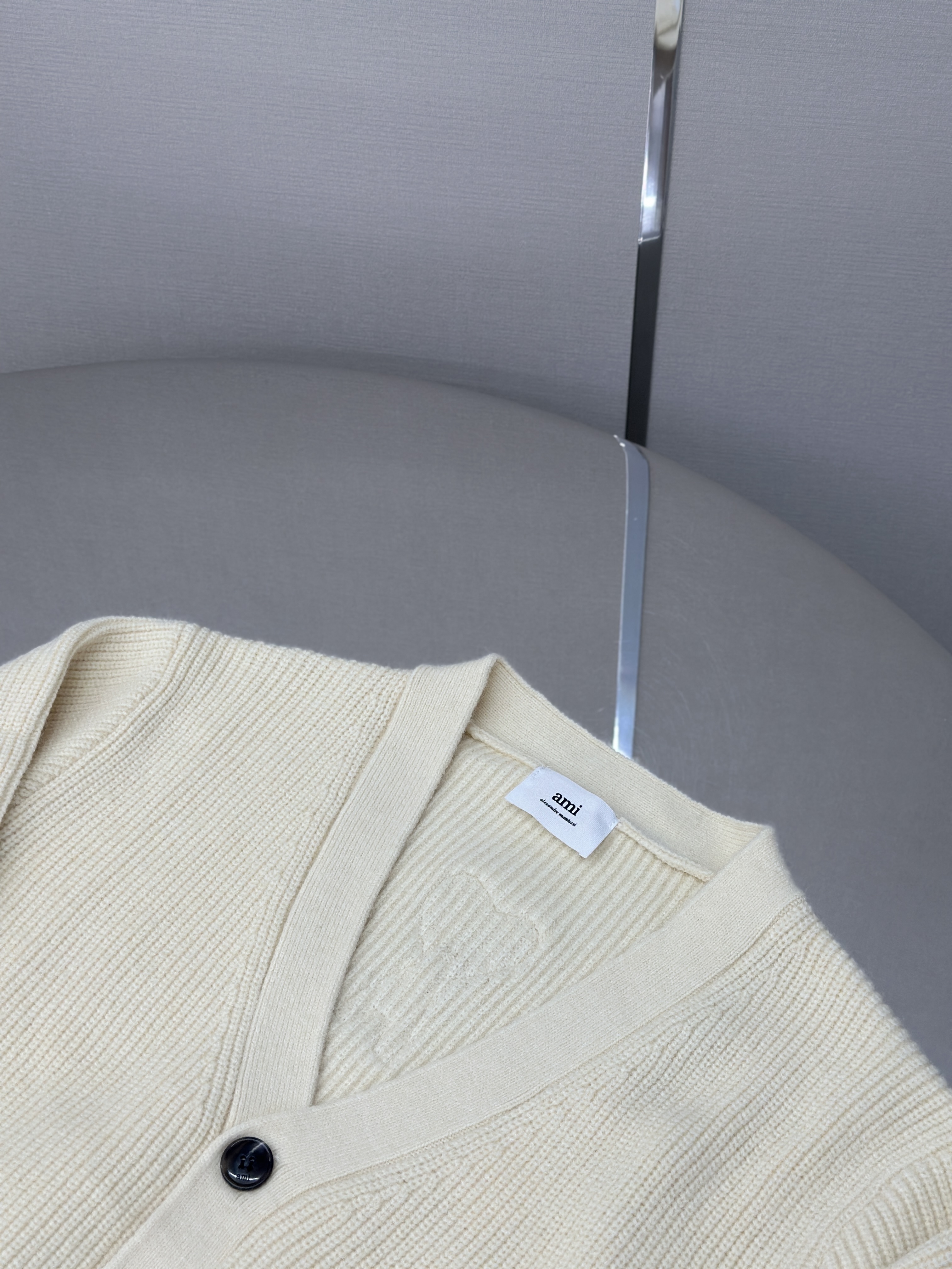 New Woven ADC Heart Stripe V-Neck Cardigan Sweater