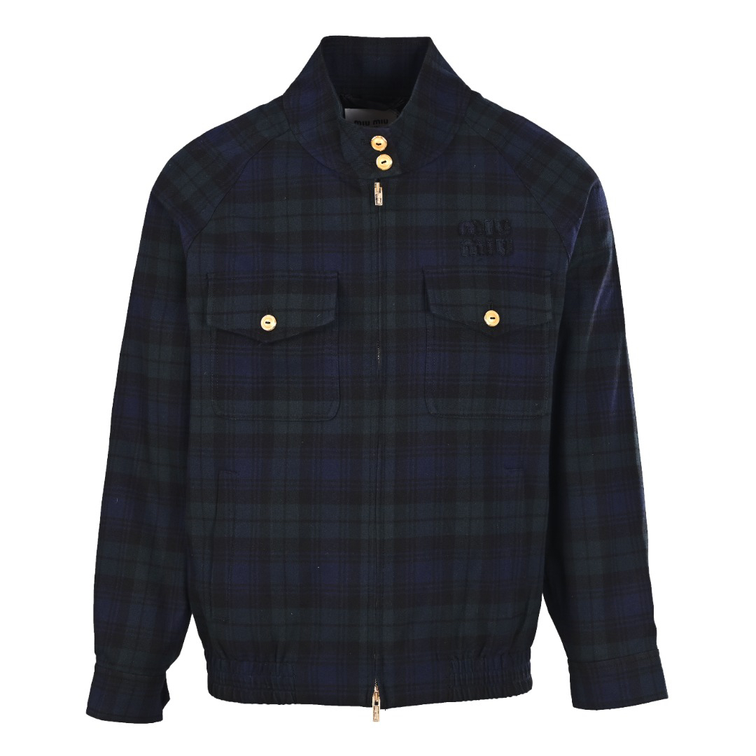 MiuMiu check appliqué down jacket