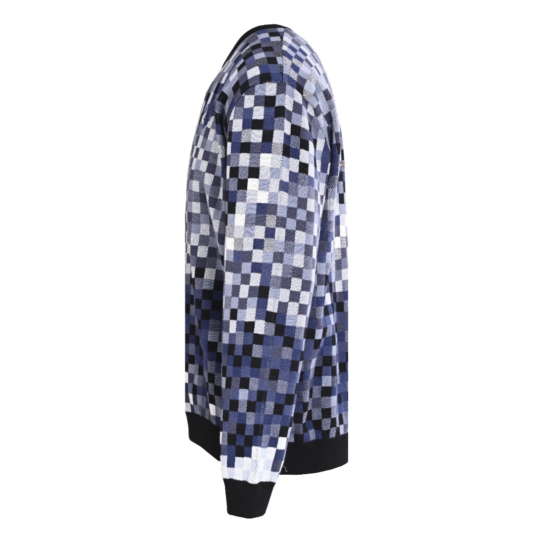 Gradient Mosaic Jacquard Ribbed Knit Sweater