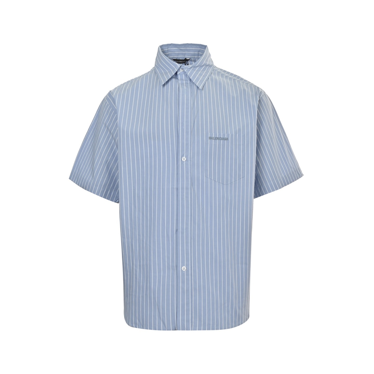 Embroidered Pocket Striped Short Sleeve Shirt