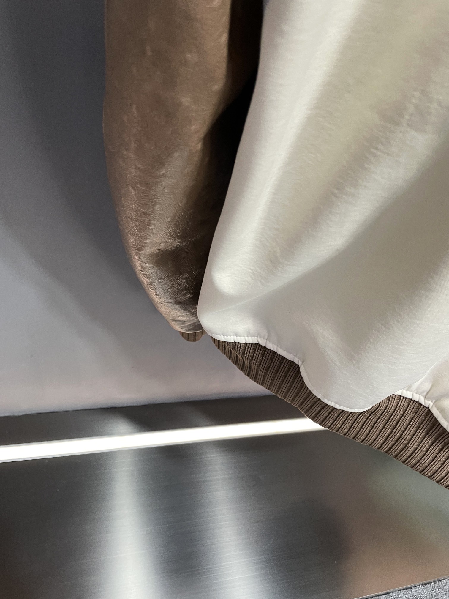 Hand-embroidered Wool And Ostrich Leather Baseball Jacket