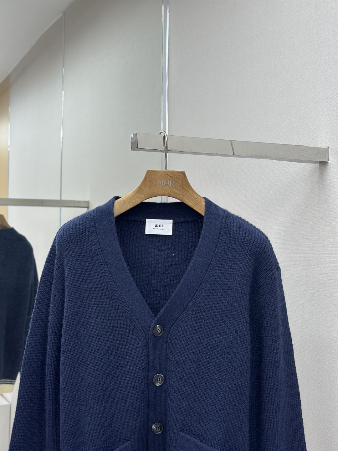 New Woven ADC Heart Stripe V-Neck Cardigan Sweater