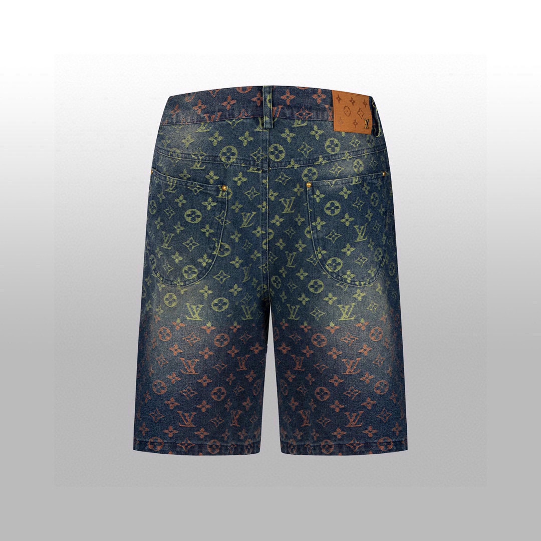 Three-tone gradient denim shorts