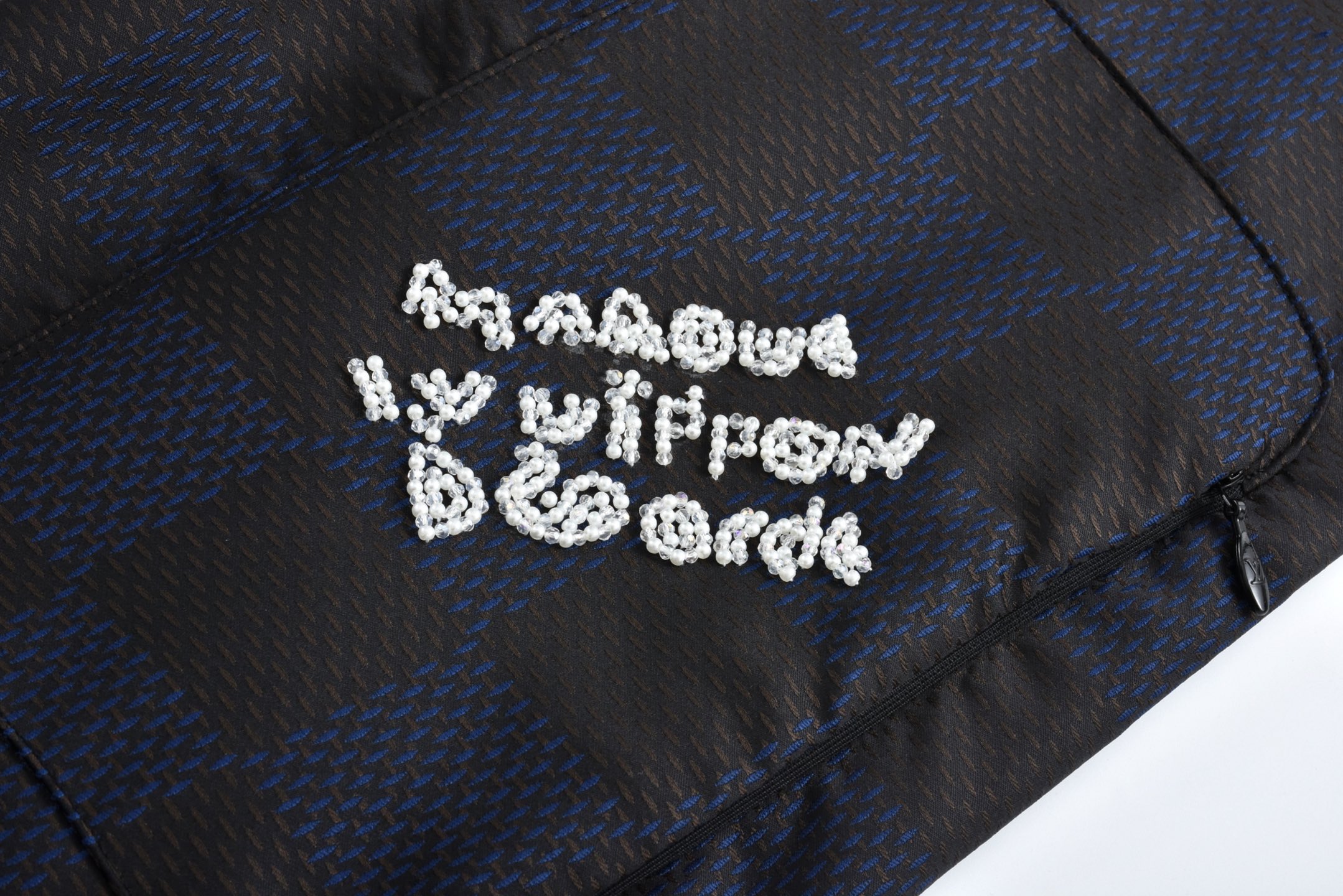 Checkerboard Beaded Stand Collar Jacket