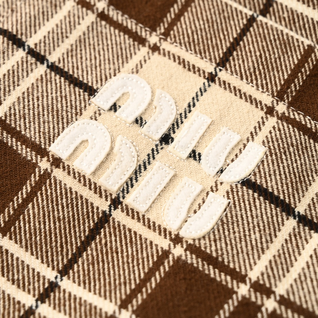 MiuMiu check appliqué down jacket