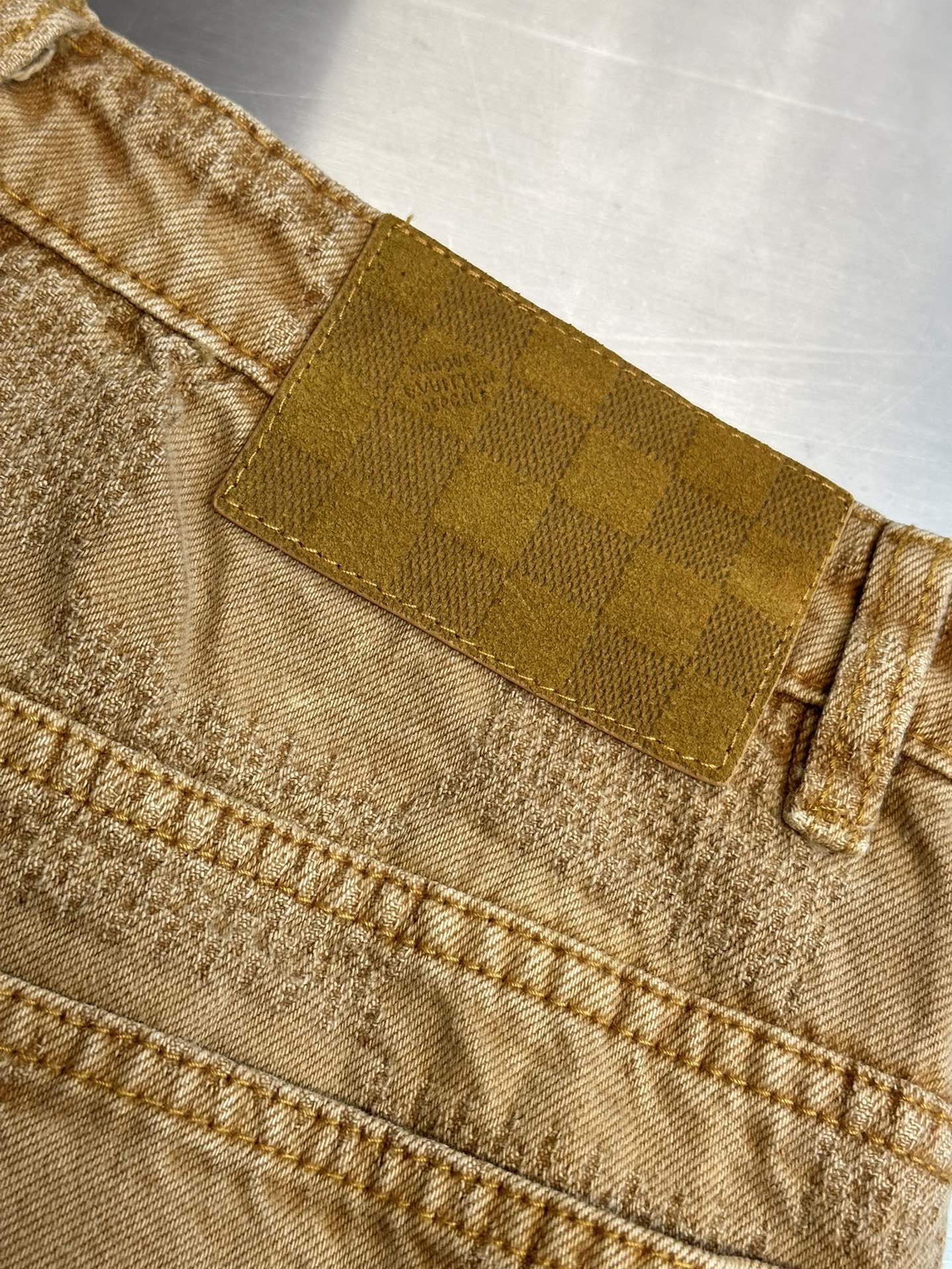 Saddle Checkerboard Denim Pants