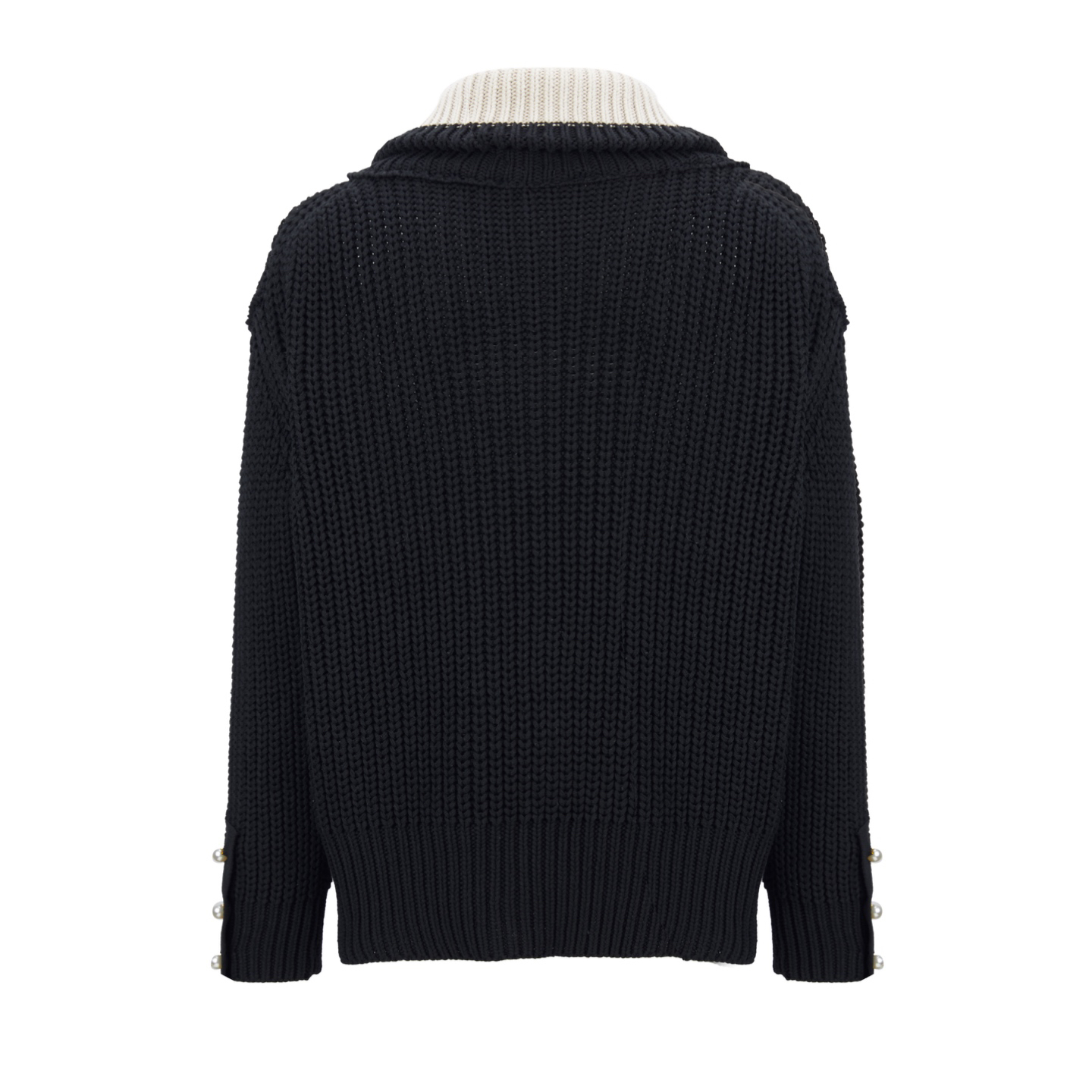 Logo pearl half-zip knit sweater