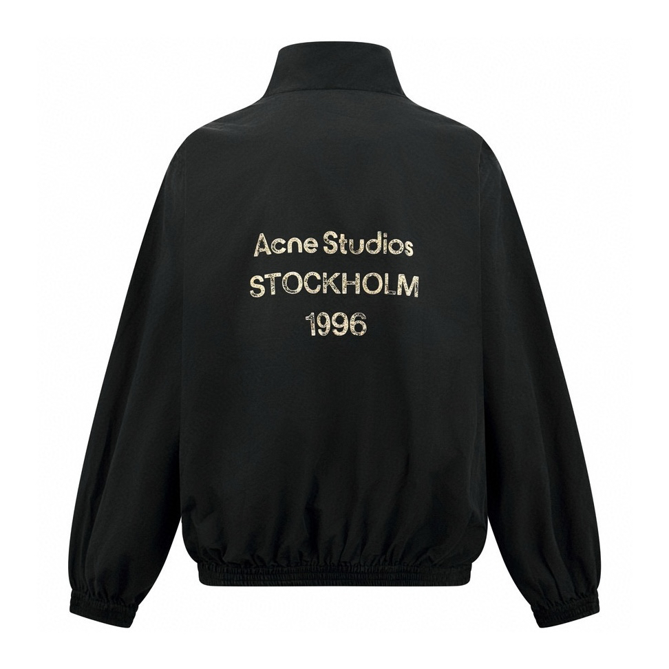 distressed logo zip-up jacket