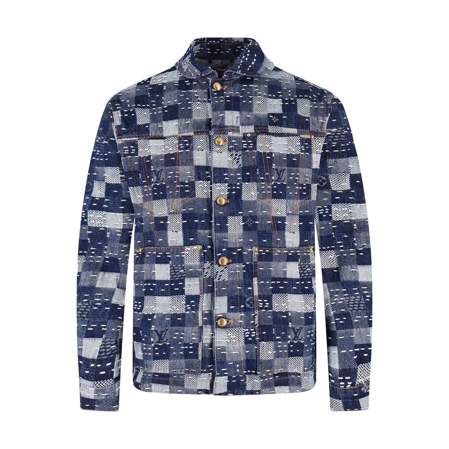 Jacquard Checkered Denim Jacket