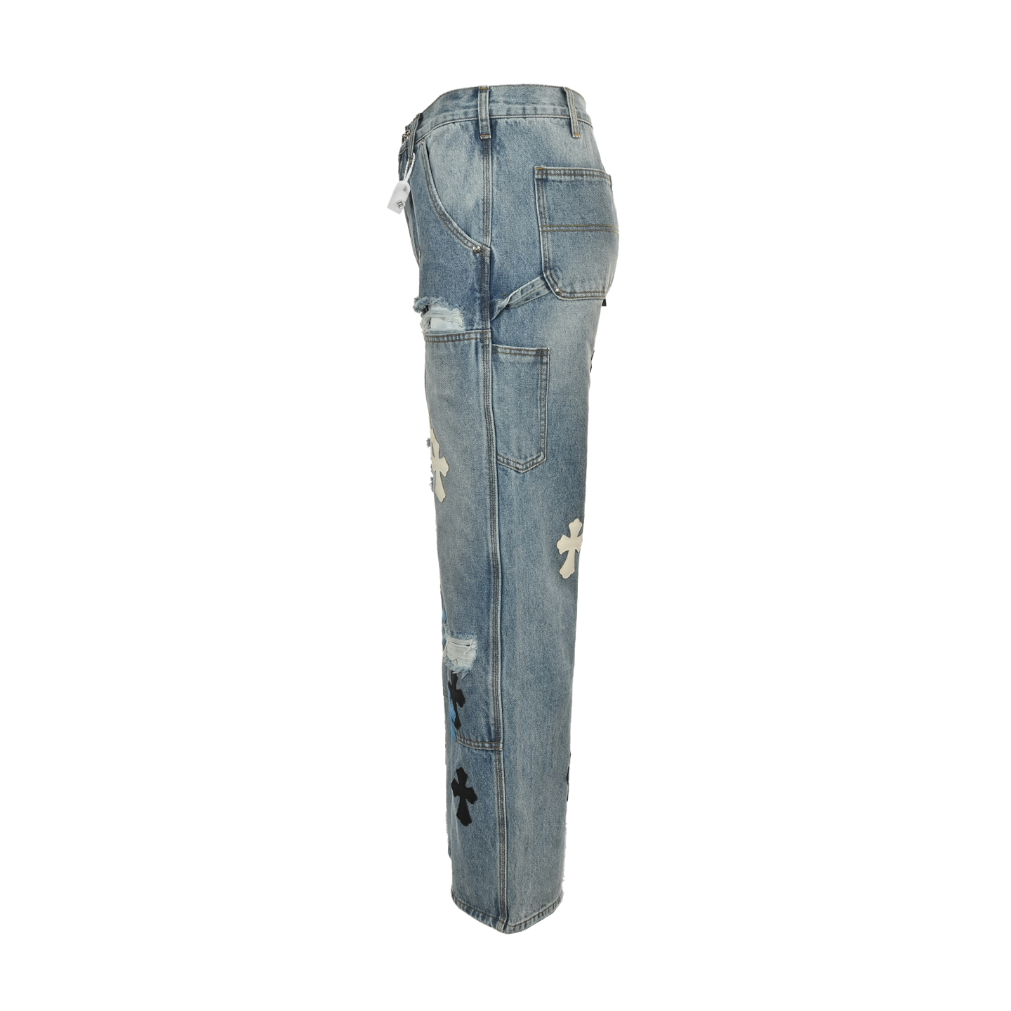 Leather label cross cargo jeans