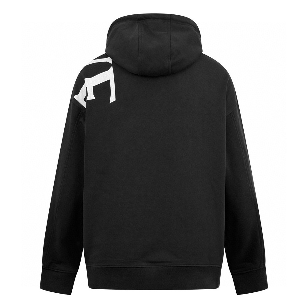 Cross-shoulder letter print hooded sweatshirt