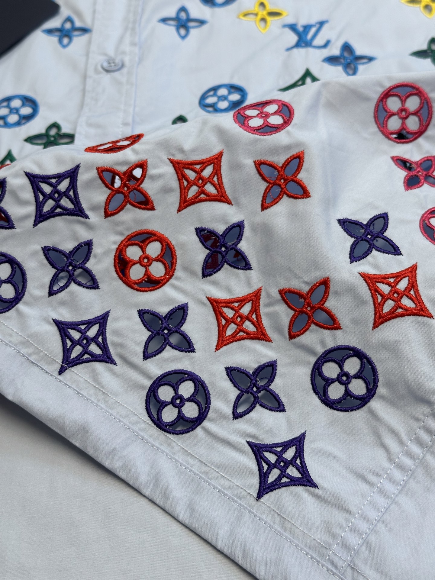 Spring and Summer Classic Rainbow Embroidered Shirt