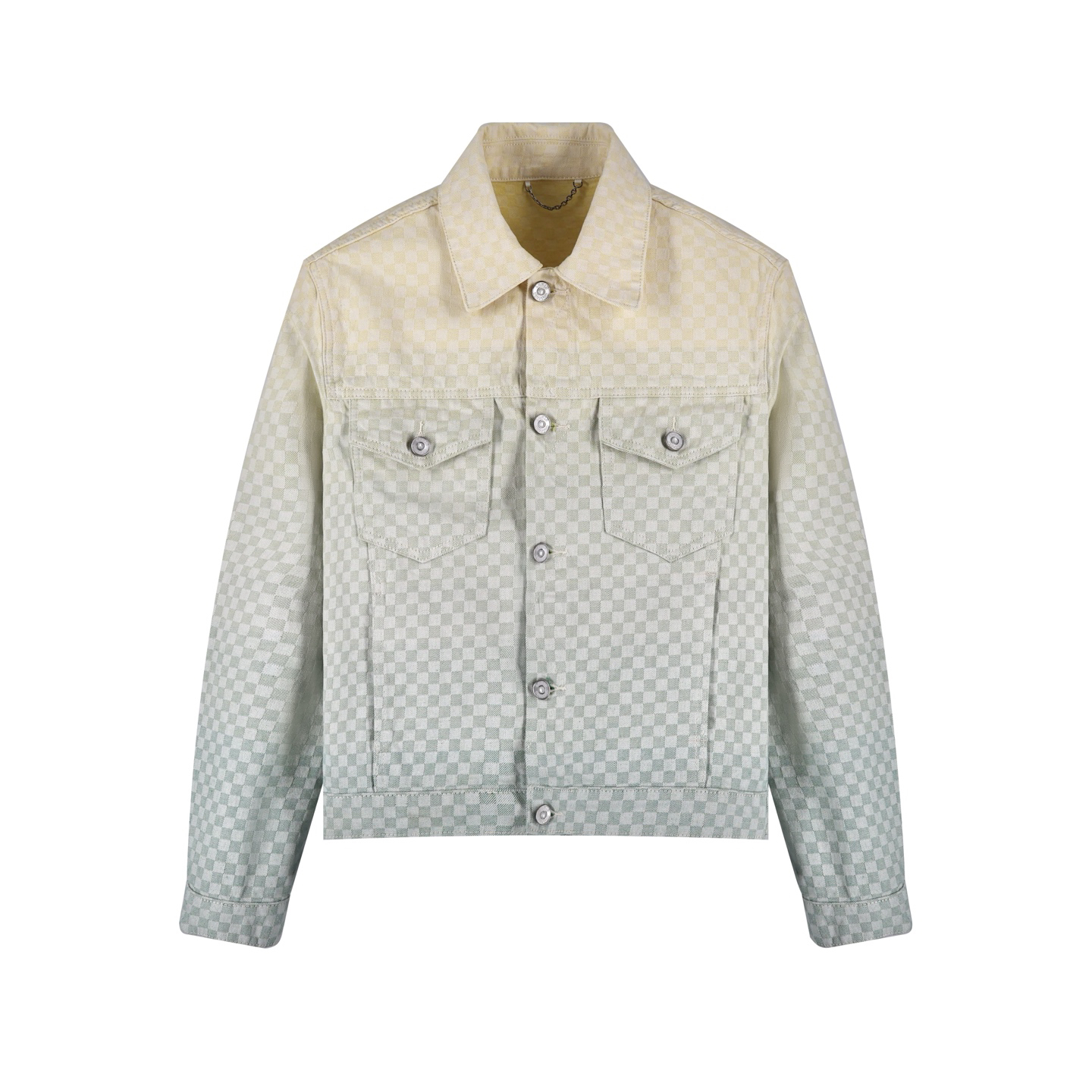 gradient checkerboard denim jacket