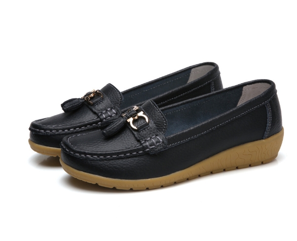 Middle aged and elderly mothers' shoes, women's singles shoes, bean shoes, women's soft soled sloping heels