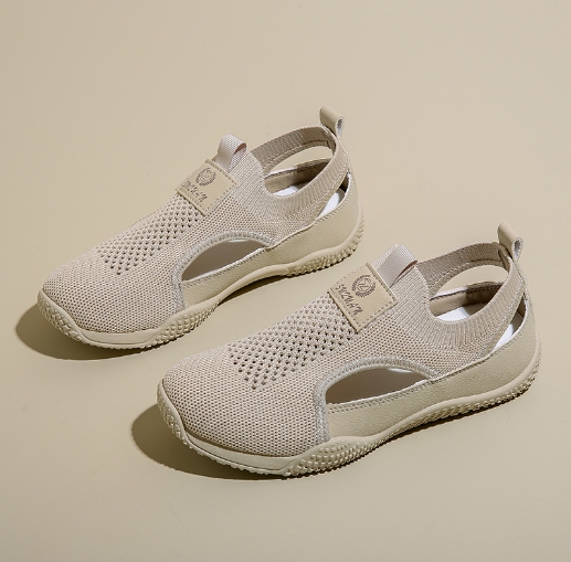 Casual hollow out versatile flying woven women's shoes