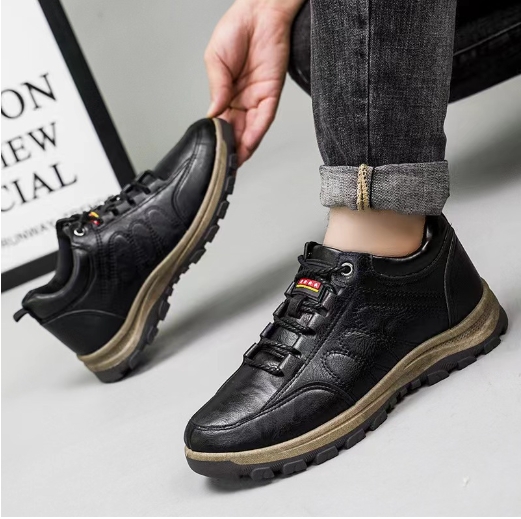 Men's shoes, fashionable leather, comfortable sports shoes, casual outdoor shoes