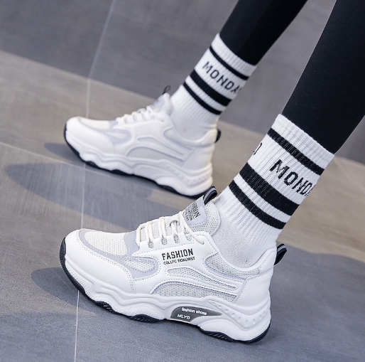 Sports and leisure versatile student China-Chic thick soled high rise mesh shoes