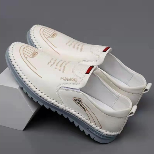 Soft leather casual leather shoes, wear-resistant bean shoes, men's shoes
