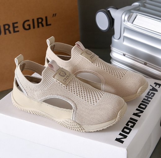 Casual hollow out versatile flying woven women's shoes