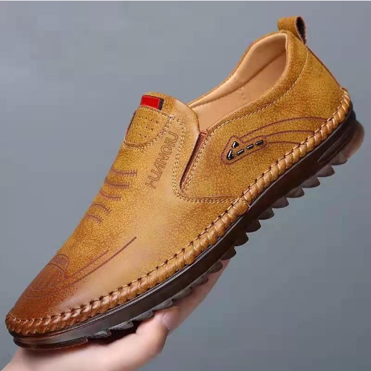 Soft leather casual leather shoes, wear-resistant bean shoes, men's shoes