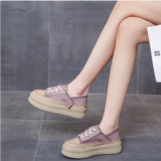 Fashionable and trendy women's shoes with sponge sole rubber PU casual single shoes