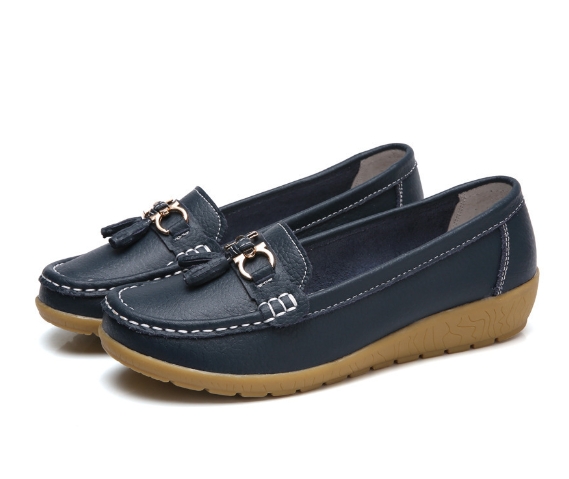 Middle aged and elderly mothers' shoes, women's singles shoes, bean shoes, women's soft soled sloping heels