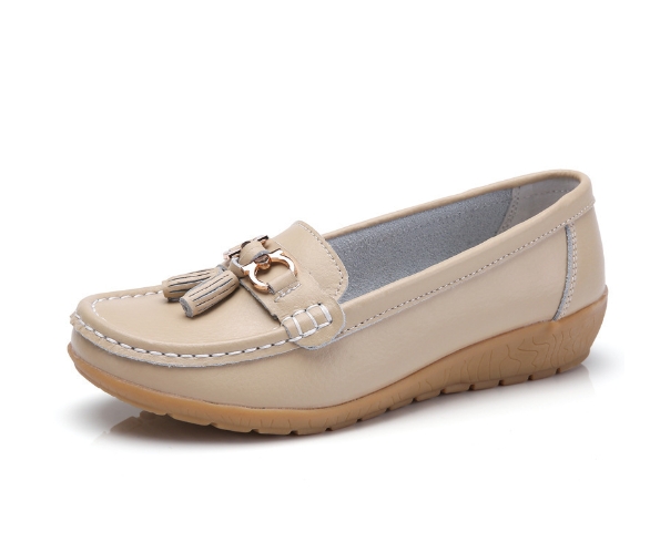Middle aged and elderly mothers' shoes, women's singles shoes, bean shoes, women's soft soled sloping heels