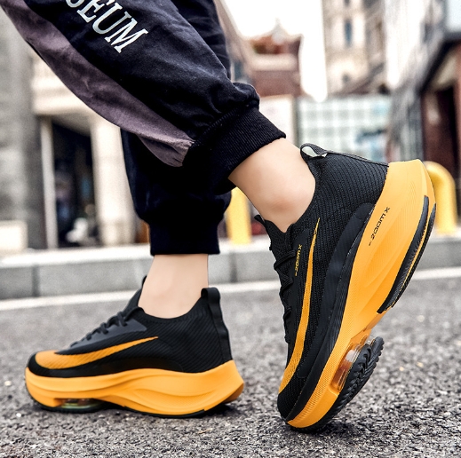 Air cushion cushioning running shoes for men, breathable fly woven sports shoes