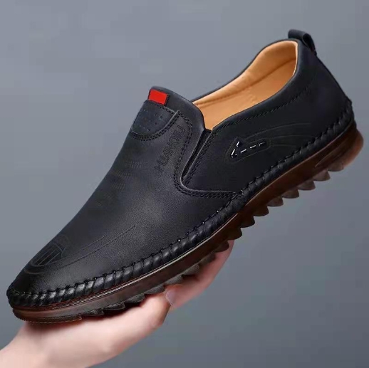 Soft leather casual leather shoes, wear-resistant bean shoes, men's shoes