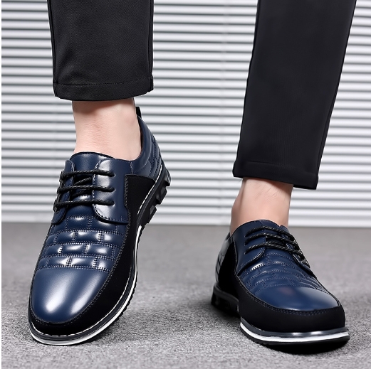 Round headed men's casual single shoe with front lace up casual shoe