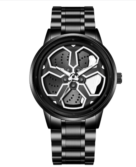 Personalized Trendy Male Student Night Light Watch Black Warrior Wheel Wheel Run Watch