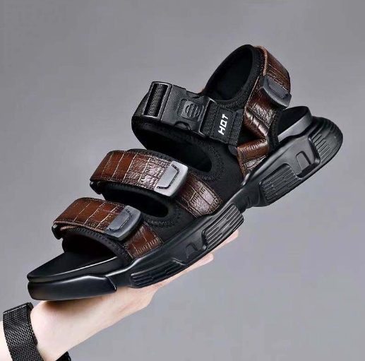 Summer outdoor leather air cushion soft soled sports beach shoes for men