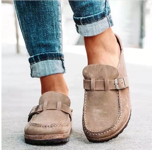 Cool slippers for women, round headed, low heeled, casual, half length slippers