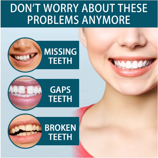 Orthodontic braces, dental restorations, filling gaps between teeth, and denture kits