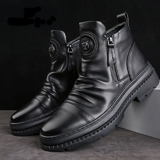 Men's boots versatile zipper shoes Korean version Martin boots men