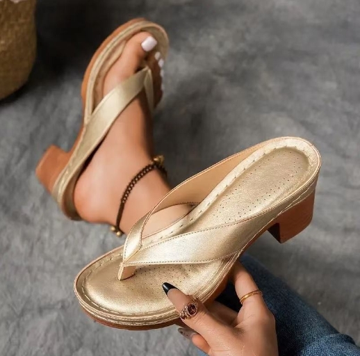 European and American clip on high-heeled fashionable sandals