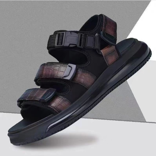 Summer outdoor leather air cushion soft soled sports beach shoes for men
