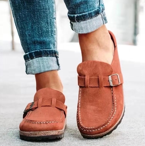 Cool slippers for women, round headed, low heeled, casual, half length slippers