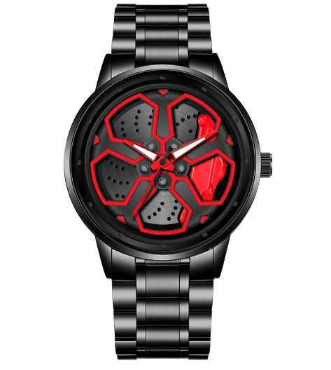 Personalized Trendy Male Student Night Light Watch Black Warrior Wheel Wheel Run Watch