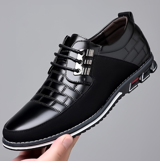 Round headed men's casual single shoe with front lace up casual shoe