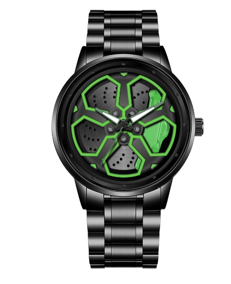 Personalized Trendy Male Student Night Light Watch Black Warrior Wheel Wheel Run Watch