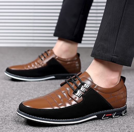Round headed men's casual single shoe with front lace up casual shoe